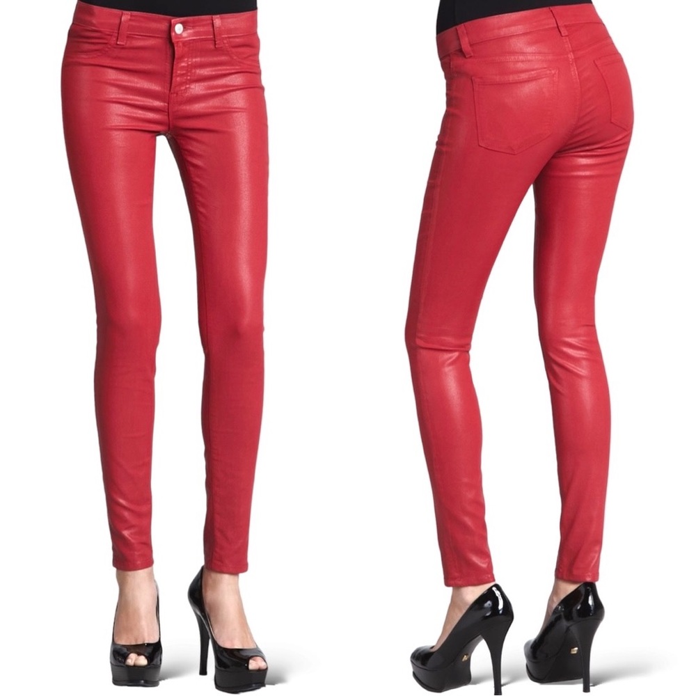 J Brand | NWOT Coated Skinny Jeans Red Size 24